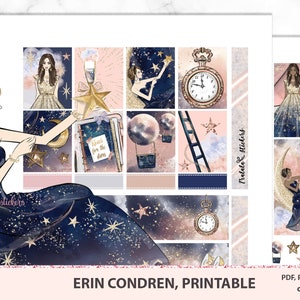 Printable Erin Condren Planner Stickers, ECLP Reach for the Stars Blush ...