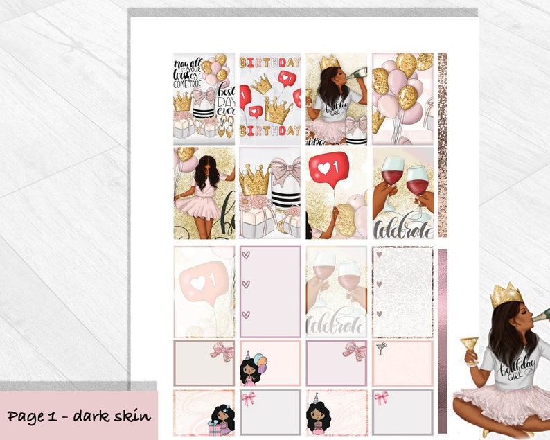 BIRTHDAY PRINTABLE Planner Stickers for Happy Planner, Weekly Organizer ...