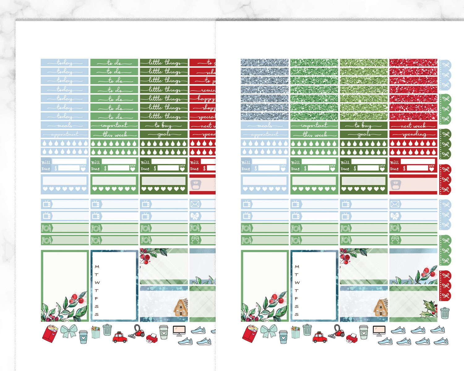 Watercolor holiday Happy Planner printable kit Pastel colors | Etsy