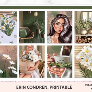 Spring weekly kit Erin Condren Planner Stickers Printable, Plants, Nature, Floral stickers, ECLP Watercolor Stickers, Silhouette cut files