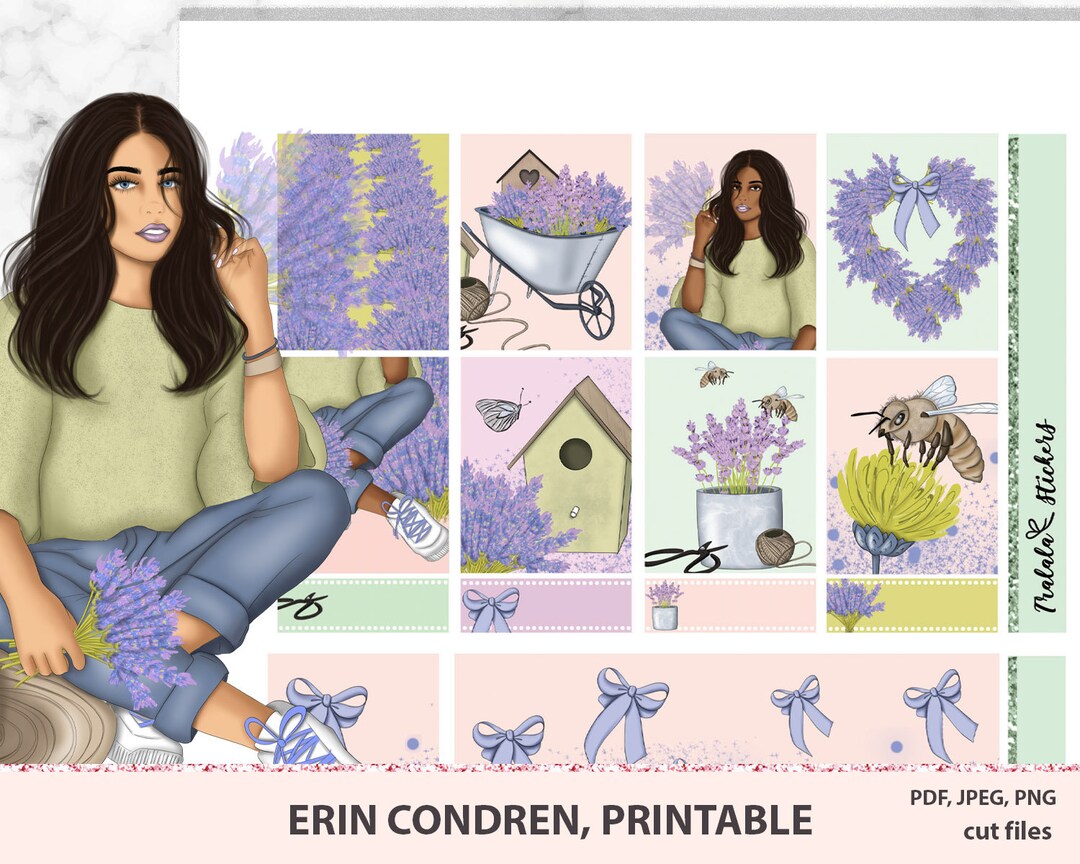 Lavender Erin Condren Planner Stickers Printable, Weekly Planner ...