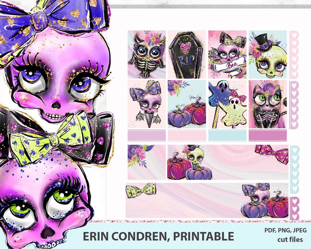Halloween Planner Stickers Printable for Erin Condren Vertical Planner ...