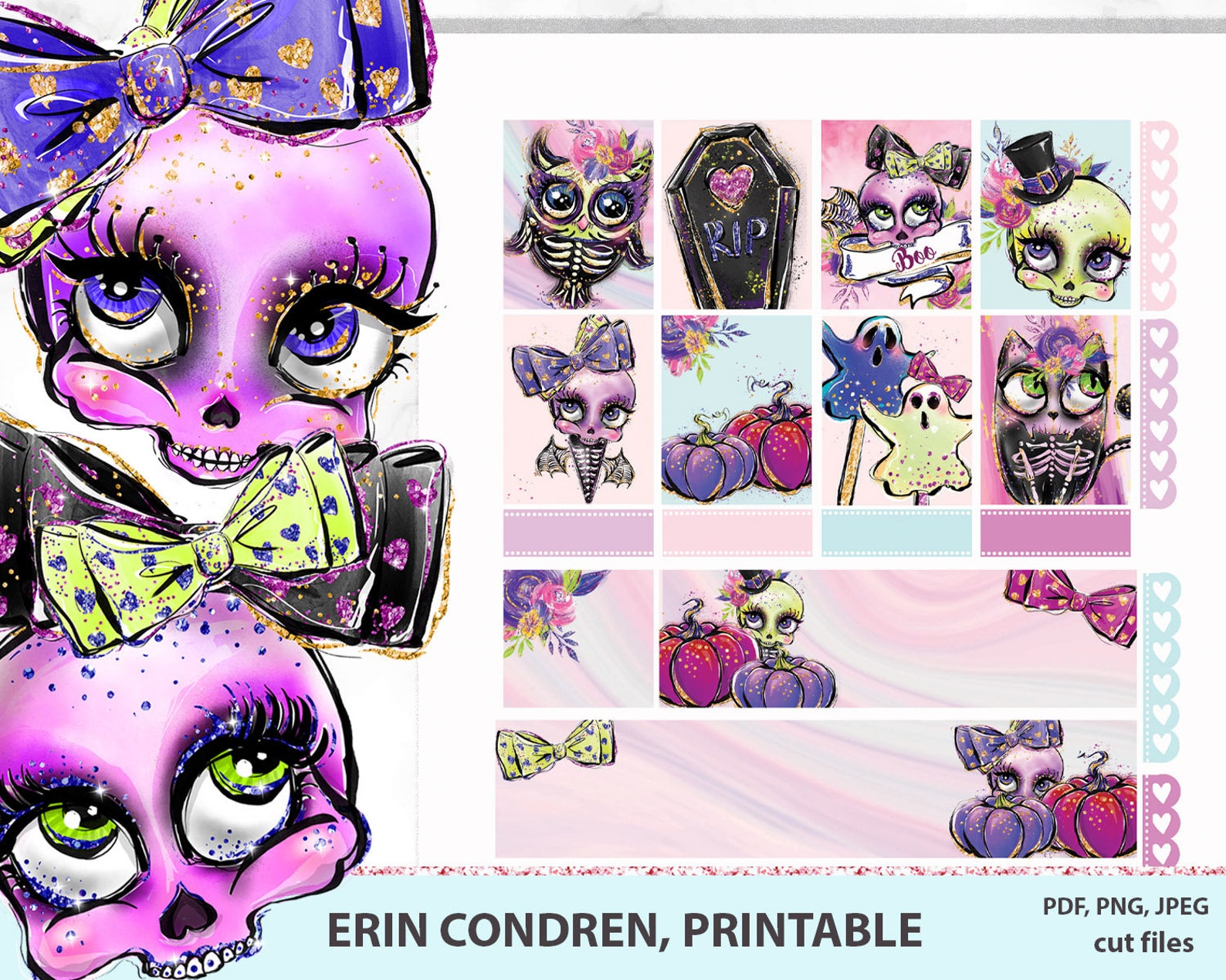 Halloween Planner Stickers Printable for Erin Condren Vertical Planner ...