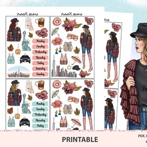 NYC deco stickers, val afdrukbare kit voor bullet journals en ambachtelijke reizigers notebooks. Downloadbare PDF PNG Silhouette cut-bestanden Filofax