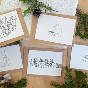 Weihnachtskarten | 5er Set | Lustige Rentiere | DIN A6 | handgemacht