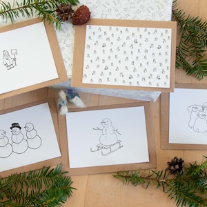 Weihnachtskarten | 5er Set | Lustige Schneemänner | DIN A6 | handgemacht