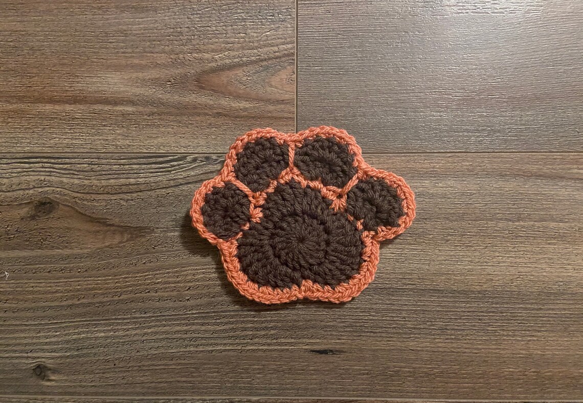 Crochet Paw Print Coaster Set Dog Paw Coaster Cat Paw Etsy