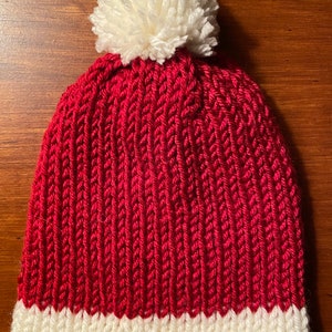 Santa Baby Beanie | Knit Baby Beanie | Baby First Christmas Hat | Christmas Photo Prop | Santa Hat | Santa Claus Beanie | Red Baby Beanie |