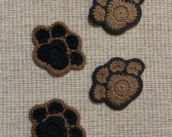 Crochet Paw Print Coaster Set: Handmade Dog & Cat Lover Gift