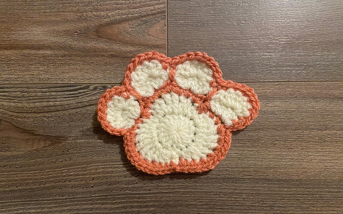 Crochet Paw Print Coaster Set Dog Paw Coaster Cat Paw Etsy