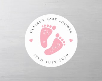 125 Round personalised vintage Blonde Baby Shower party bag labels stickers