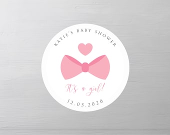 125 Round personalised vintage Blonde Baby Shower party bag labels stickers