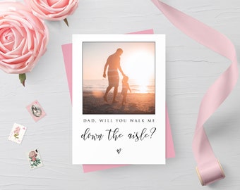Will You Walk Me Down The Aisle Photo Card, Create Your Own Proposal Card, Father Of The Bride, Mother Of The Bride, Stepdad Proposal Card