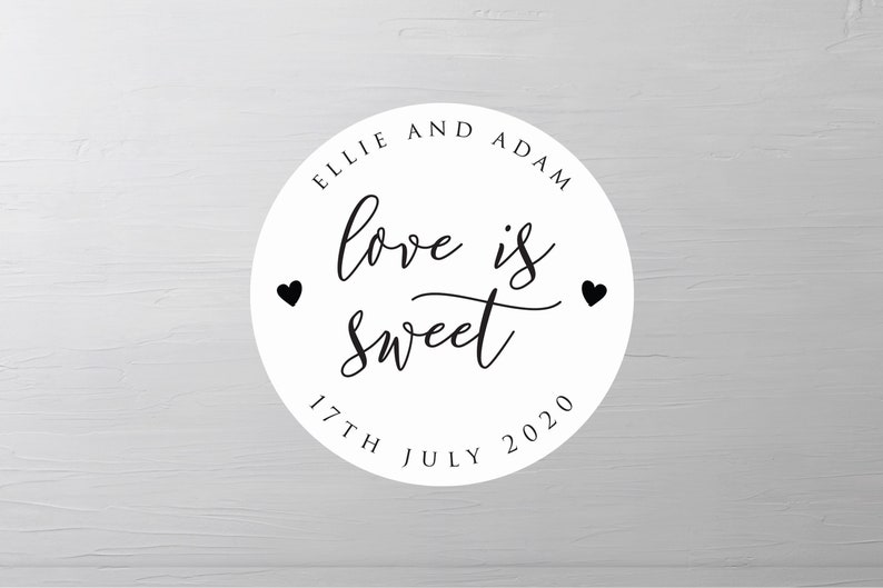 Love is Sweet Personalised Stickers Wedding Favour Labels for Etsy UK