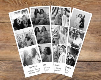 Personalised Bridesmaid Proposal Photo Film Strip Print – Custom Retro Style Bookmark Keepsake