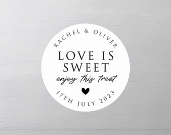 Love Is Sweet Enjoy This Treat Personalised Stickers, Wedding Favour Labels, Wedding Gift Bag Labels, Wedding Candy, Wedding Party Labels