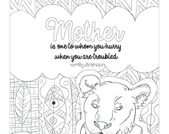 Mother's Day Quotes, Coloring Pages For Adults, 17 Printable Coloring Pages, Instant Download PDF