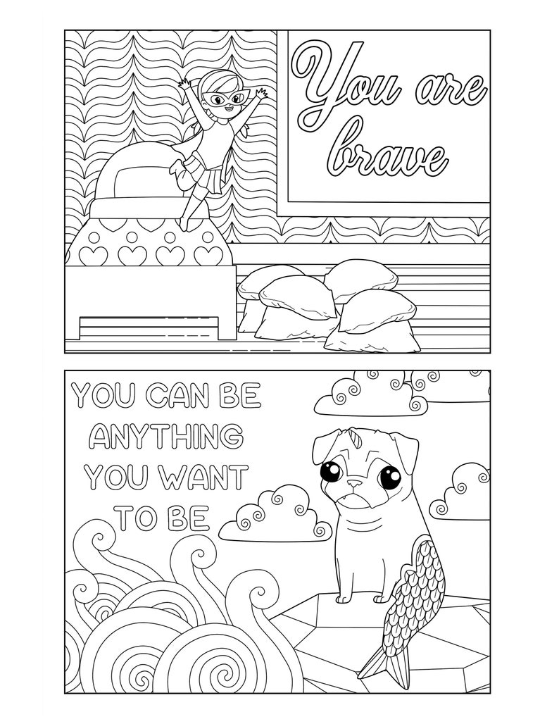 Kindness Postcards Coloring Pages for Adults 4 Printable Etsy