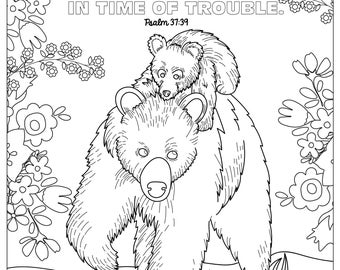 Salmo 37:39, pagine da colorare per adulti, 1 pagina da colorare stampabile, PDF per il download istantaneo