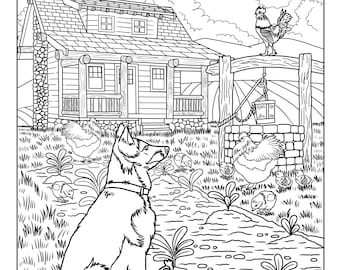 On the Farm-Part II Coloring Pages For Adults, 22 Printable Coloring Pages, Instant Download PDF