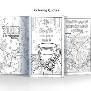 9 Coloring Quotes, Coloring Pages for Adults, 9 Printable Coloring Pages, Instant Download PDF