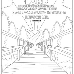 Psalm 5:8, Coloring Pages for Adults, 1 Printable Coloring Page, Instant Download PDF
