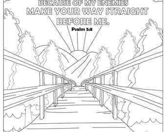 Salmo 5:8, Disegni da colorare per adulti, 1 Pagina da colorare stampabile, Download istantaneo PDF