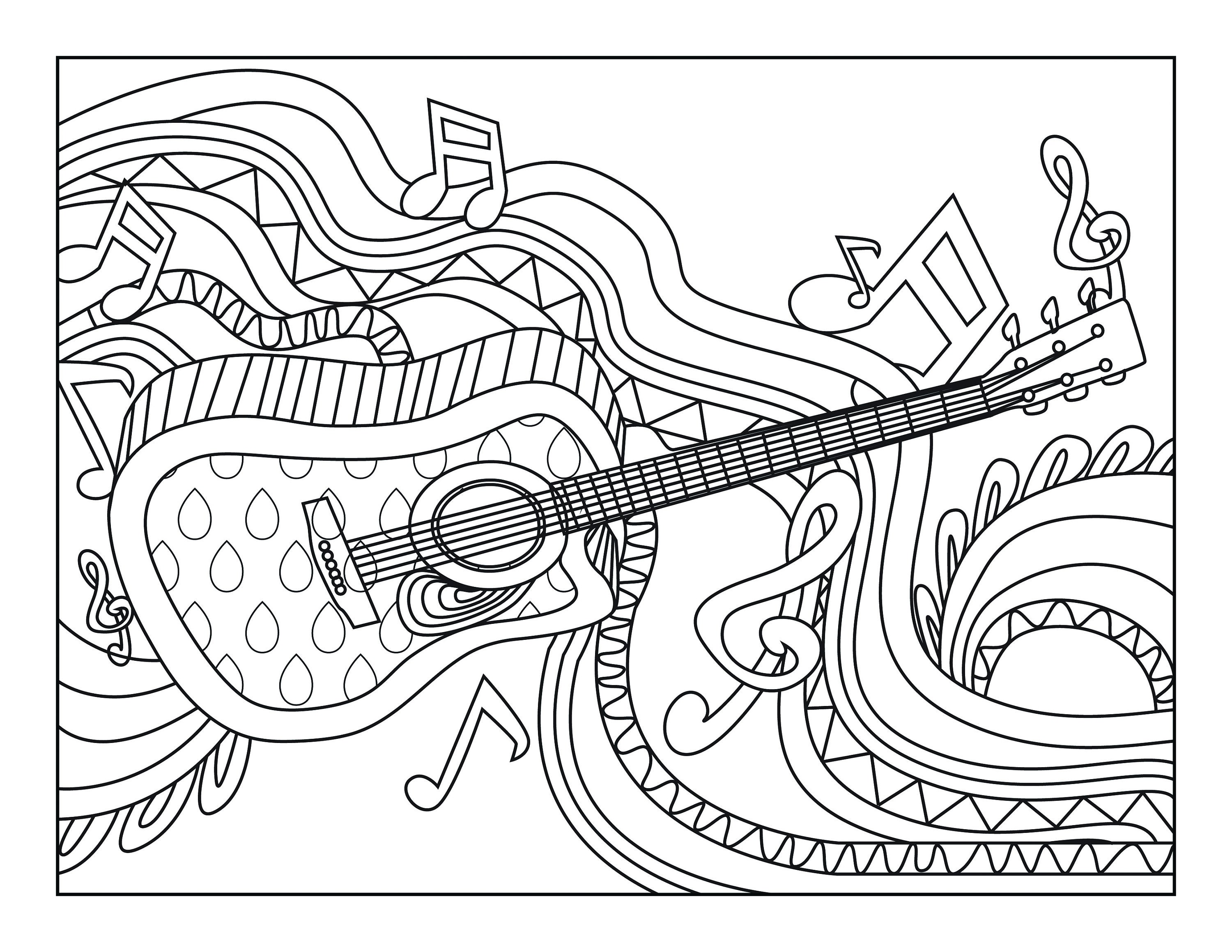 Guitar Coloring Pages for Adults 1 Printable Coloring Page - Etsy