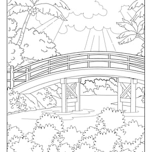 fountain garden gallery coloring pages for adults 1 etsy