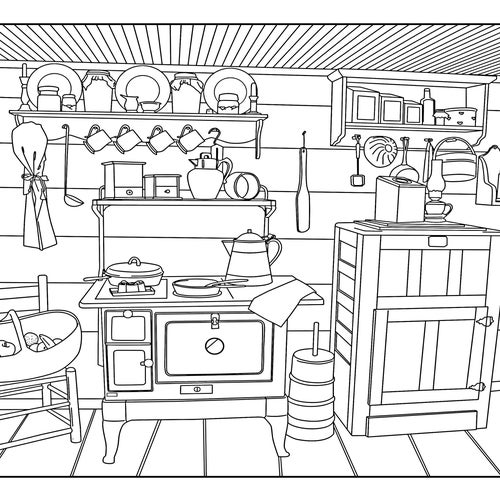 Kitchen Coloring Pages For Adults