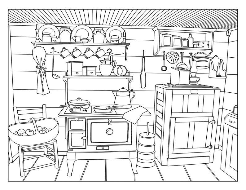 Download Old Country Kitchen Coloring Pages for Adults 1 Printable ...