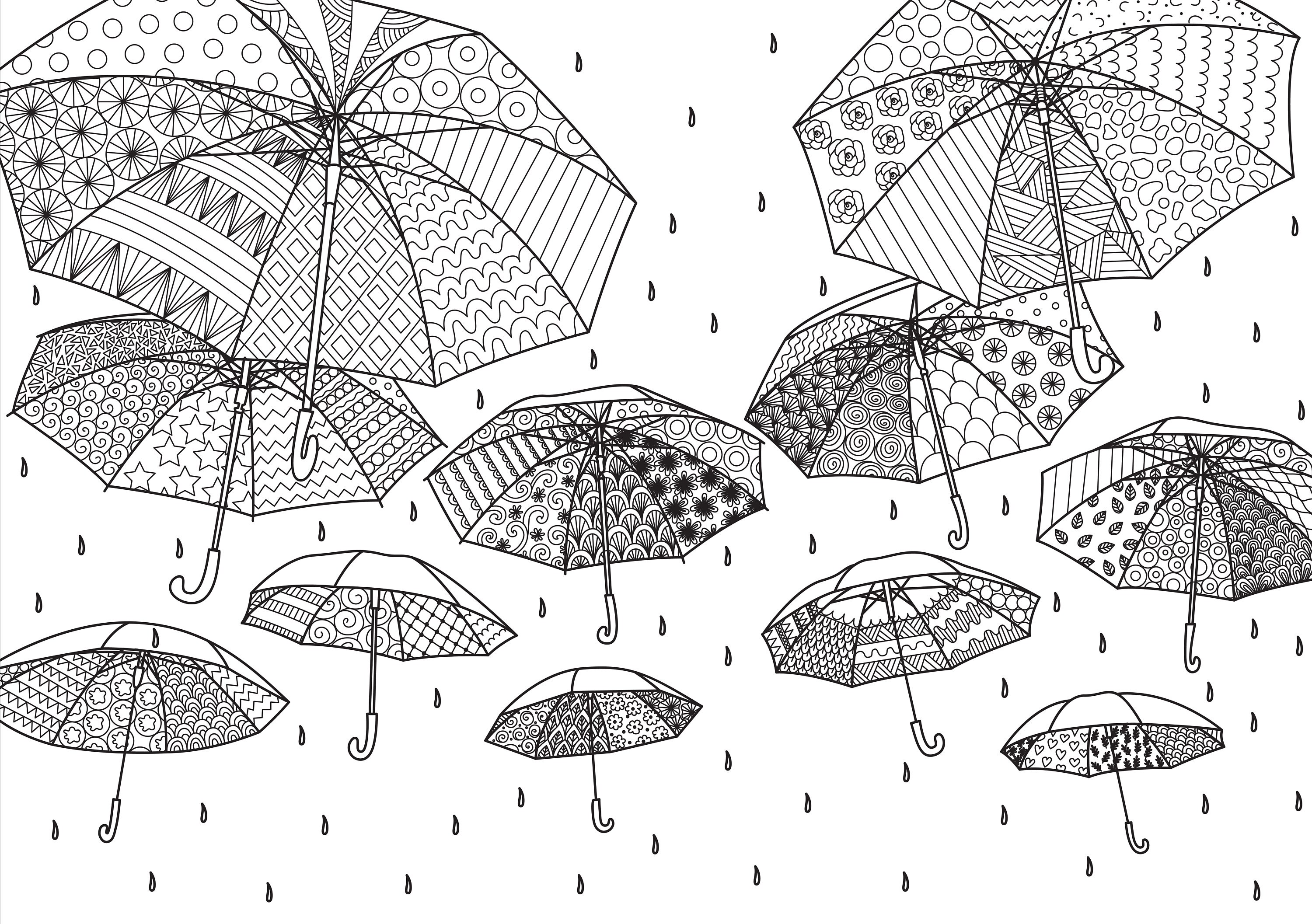 Rainy Days Coloring Pages for Adults 2 Printable Coloring | Etsy