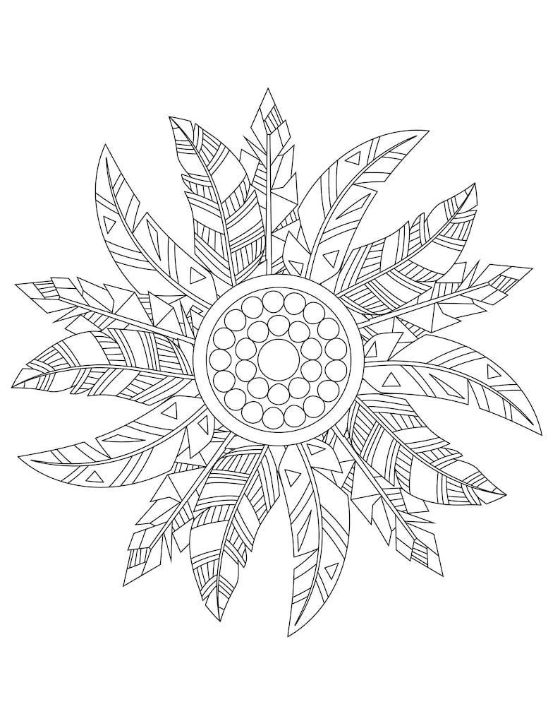 Feathers Coloring Pages for Adults 2 Printable Coloring - Etsy