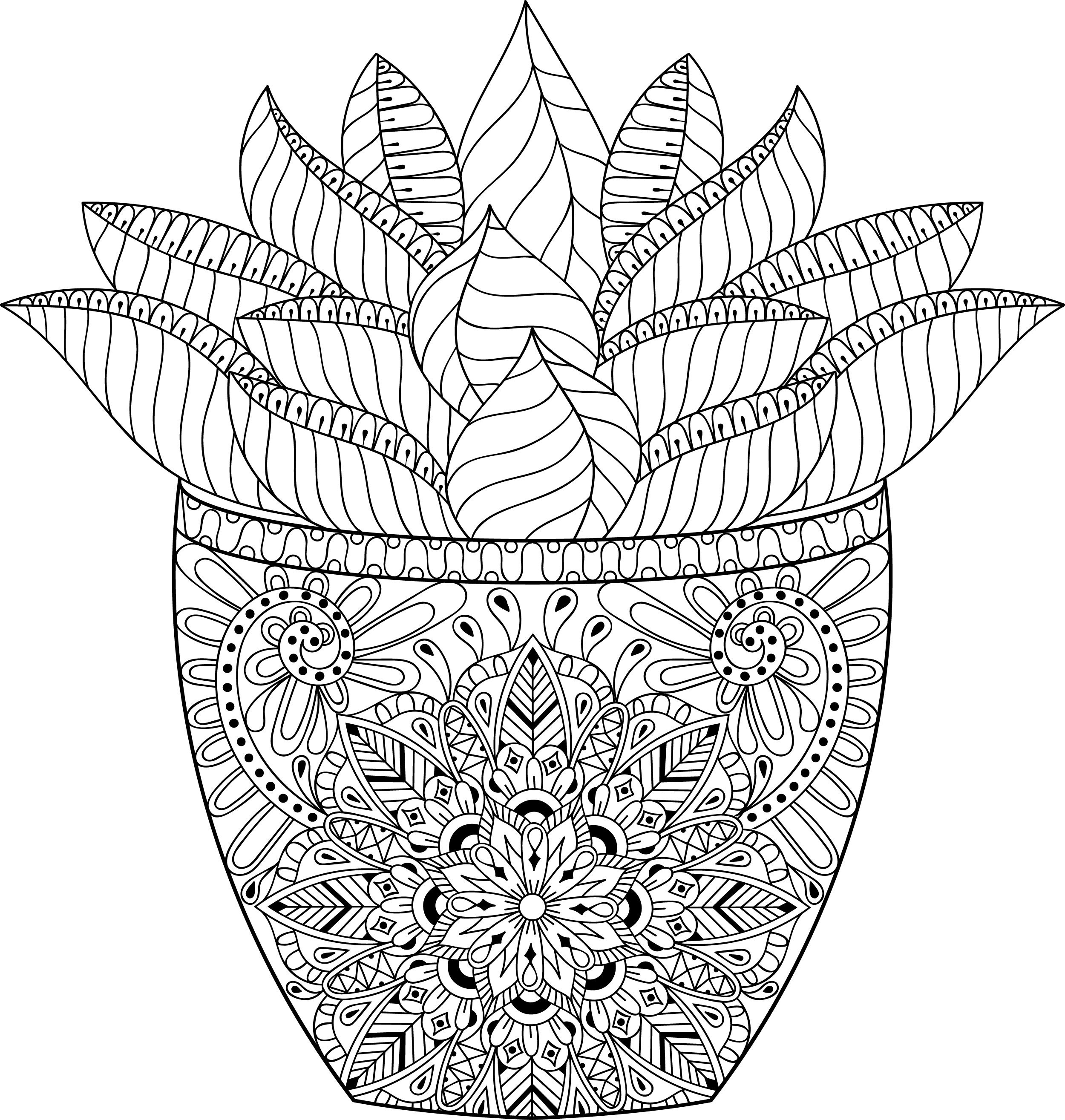 flowerpot coloring pages for adults 1 printable coloring etsy
