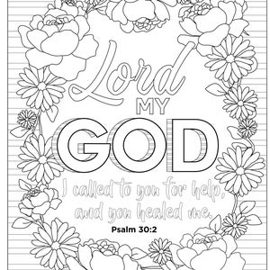 Psalm 30:2, Coloring Pages for Adults, 1 Printable Coloring Page, Instant Download PDF