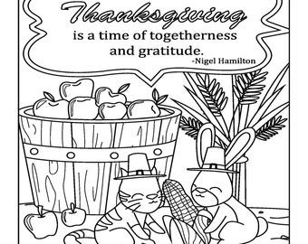 Thanksgiving, Coloring Pages for Adults, 2 Printable Coloring Pages, Instant Download PDF