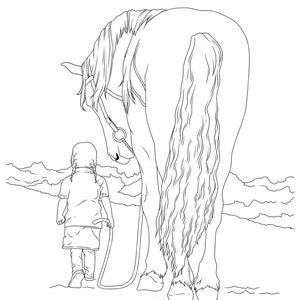 Cowgirls & Horses, Coloring for Adults, 9 Printable Coloring Pages, Instant Download PDF image 8