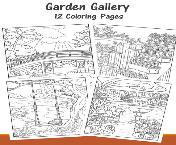 Garden Gallery Coloring Pages For Adults 12 Printable | Etsy