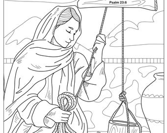 Salmo 23:6, Disegni da colorare per adulti, 1 Pagina da colorare stampabile, Download istantaneo PDF