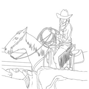 Cowgirls & Horses, Coloring for Adults, 9 Printable Coloring Pages, Instant Download PDF image 1