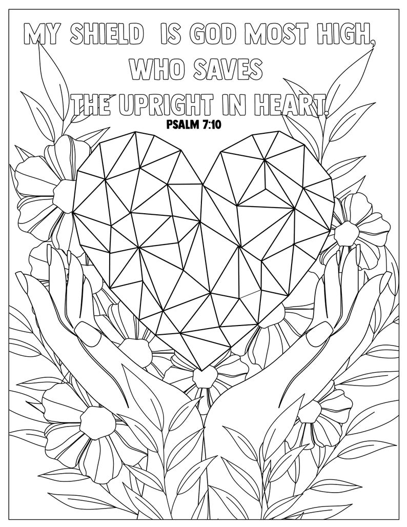 Psalm 7:10, Coloring Pages for Adults, 1 Printable Coloring Page, Instant Download PDF image 1