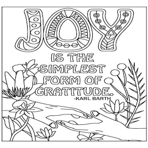 Joy, Coloring Pages for Adults, 1 Printable Coloring Page, Instant Download PDF