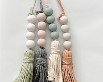2024 Macrame Collection with Custom Clay Tag | Do Not Disturb Door Beads | Cabinet Knob Hanger Hotel Hygge Home | Coastal AIRBNB VRBO