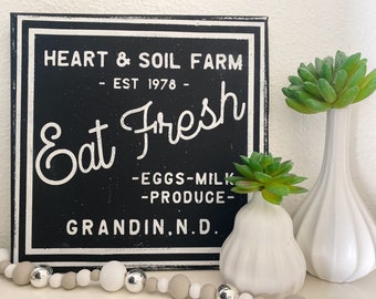 Personalized Eat Sign | Fresh Modern Farmhouse | Rustic Industrial Decor | Black + White Personalized Wall Decor | Custom Kitchen Diner Sign