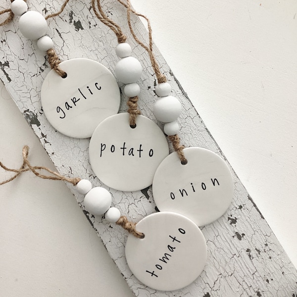 Minimal Modern Kitchen "Labels" | Custom Clay Name Tags | Rustic Modern Xmas Tree Ornaments |Family Stocking Tags | Gift Tag | Holiday 2026