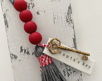 Santa's Key Ornament | Custom Christmas Decor  | No Chimney Magic Key | Christmas Gift Tag | Custom Clay Holiday Hostess Gifts |  Xmas Keys