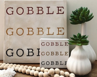 Thanksgiving Decor l Gobble Sign | Fall Tiered Tray Sign | Autumn Decoration | Holiday Mantel Decor | Harvest Decor | Thanksgiving Sign