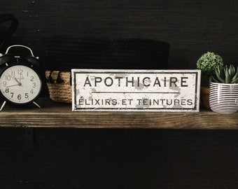 Custom Apothecary Canvas Sign | French Modern Vintage Decor | Personalized Business Wall Signs | Apothicaire Pharmacy Tonic Elixir Tincture