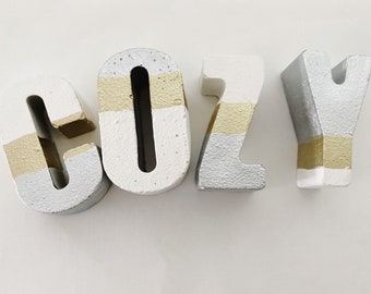 Painted Concrete Letters | Cement Decor | Hygge Home Decor | Modern Minimalist Art | Industrial Decor | Paperweights | Urban Decor | Letters