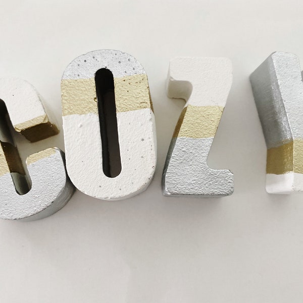 Painted Concrete Letters | Cement Decor | Hygge Home Decor | Modern Minimalist Art | Industrial Decor | Paperweights | Urban Decor | Letters